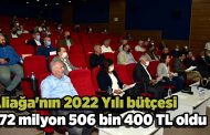 Aliağa'nın 2022 Yılı bütçesi 372 milyon 506 bin 400 TL oldu